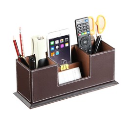 PU Leather Cute Pen Organizer,Pencil Holder,Pen Cup/Stand/Tray/Container/Caddy,desk organizers and accessories,Office Supplies Desktop Storage Box for Stationery,Business Card,Phone,etc.… (brown)