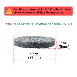 sourcing map 10pcs Furniture Pads Round 1 1/2" Self-stick Non-slip Anti-scratch Felt Pads Cabinet Closet Feet Floor Protector Grey