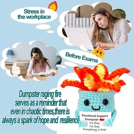 MAYIPLAY Emotional Support Crochet Dumpster Desk Accessories Fire in Dumpster Inspiration Gifts for Women, Blue