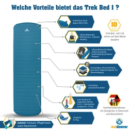 Outdoorer Trek Bed 1 - self-inflating mattress, 3.8cm thick, very light weighing only 750g, small pack size