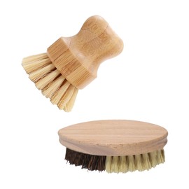 2 Stück Gemüsebürste Holz Pilzbürste Handflächenbürste mit Harten und Weichen Borsten Spülbürste Holz für Kartoffeln Karotten Obst Gemüse