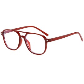 Long Keeper Vintage Blue Light Glasses Men Retro Pilot Sunglasses For Women 70s Double Bridge Classic Computer Glasses (Red Clear)