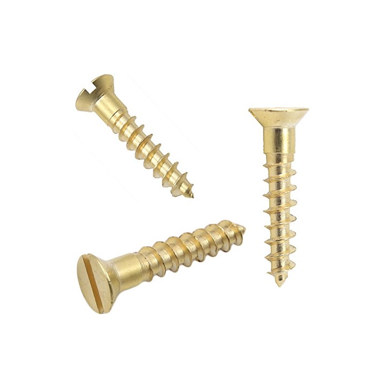 #5 Size x 3/8" Solid Brass Flat Head Wood Screw