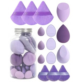 Makeup Sponge Set,15 Pcs Makeup Sponge Powder Puff Set Foundation Blending Beauty Sponge for Liquid Creams Powders (Purple)