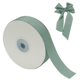 Luabue Sage Green Ribbon 45 Meters, 25mm Double Sided Chiffon Ribbon for Gift Wrapping Silk Ribbon, Mint Green Ribbon for Crafting Hair Bow Wedding Bouquet Invitation Party Decoration (Sage Green)