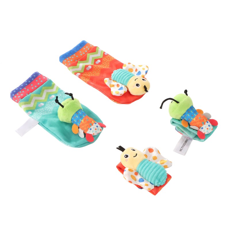 Baby Wrist Rattle Socks Set Soft Cute Cartoon Animal Hand