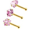 CHARMONLINE 3 Pcs 14K Gold Filled Nose Studs 20G Stainless