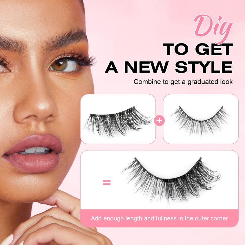 Sixstarhair Half Lashes Natural Looking Cat Eye Lashes with Clear