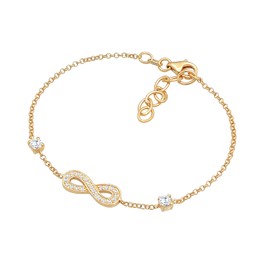 Women's Silver Bracelet with Infinity Symbol (16 mm) and Radiant Zirconia Stones, Bracelet with Infinity Sign Made of 925 Sterling Silver Gold-Plated Golden Bracelet for Women Girls, Sterling Silver,