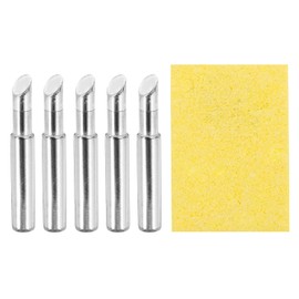 sourcing map Pack of 5 900M Solder Tips Internally Heated Soldering Tips with Cleaning Sponge Pad Replacement Welding Accessories Kit for Electrical Solder Station Tip (900M-T-5C)