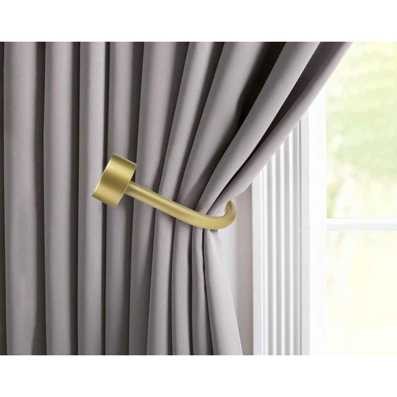 KAMANINA Curtain Holdbacks for Wall, Modern Cap Finials, Warm Gold