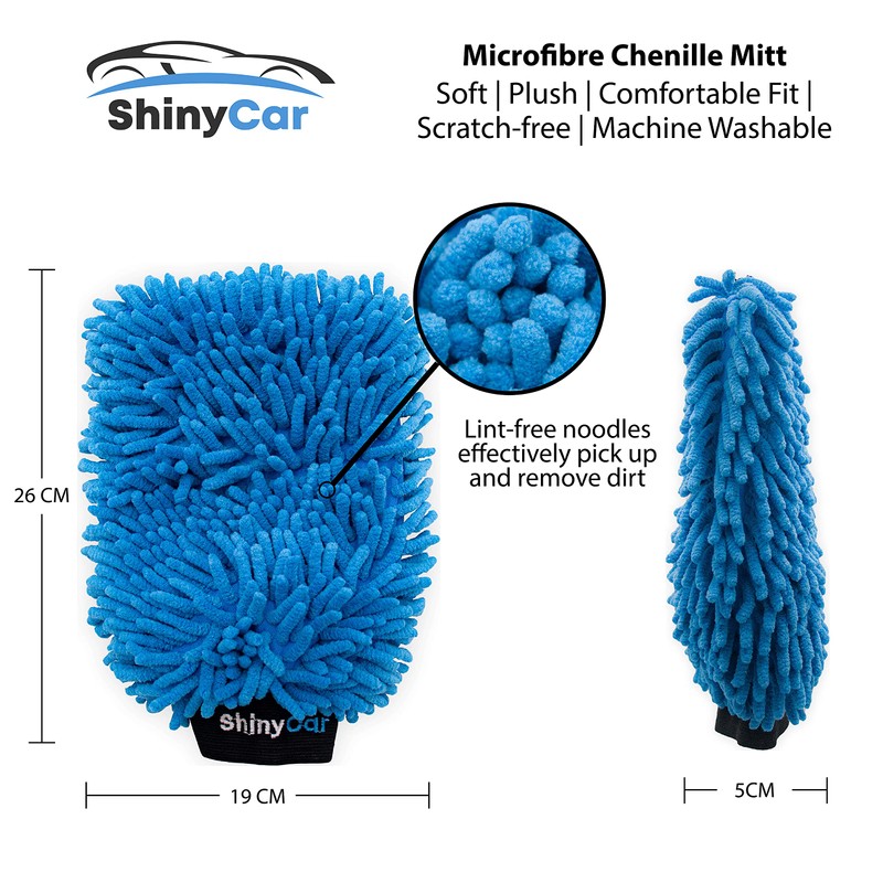 ShinyCar® UK: Premium 2x Professional Car Wash Mitts: Microfibre Noodle