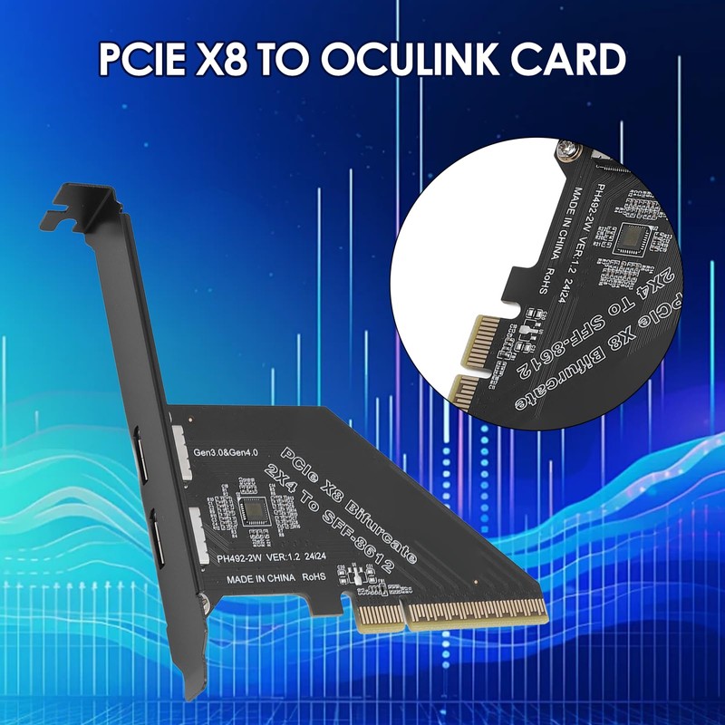 PCIe 4.0 X8 to Oculink Card, 128 GTs High Speed