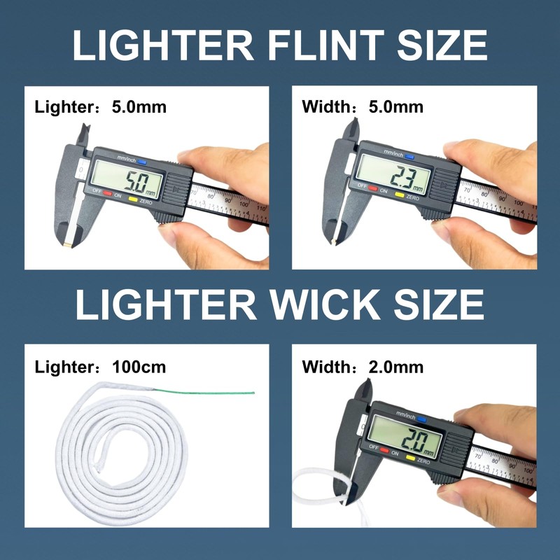 Tatzeland Lighter Flint Kit, 100 Pieces High Performance Flints with