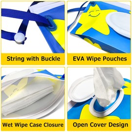 Portable Wet Wipe Pouch [3-Pack] – Entyle Reusable & Refillable Baby Wipe Dispenser, Eco Friendly Travel Diaper Wipe Carrying Case Holder for Travel-Pouch Carries (Blue)