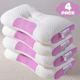 Contour 4PK Ergonomic Orthopedic Contour Knitted Massage Pillow Sleep Pink