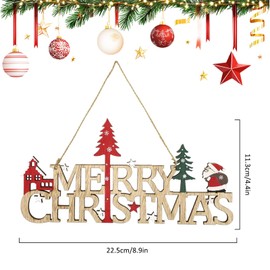 Merry Christmas Sign,Christmas Hanging Ornament,Christmas's Door Plaque Sign,Santa Tree Xmas Decorations for Outdoor Indoor