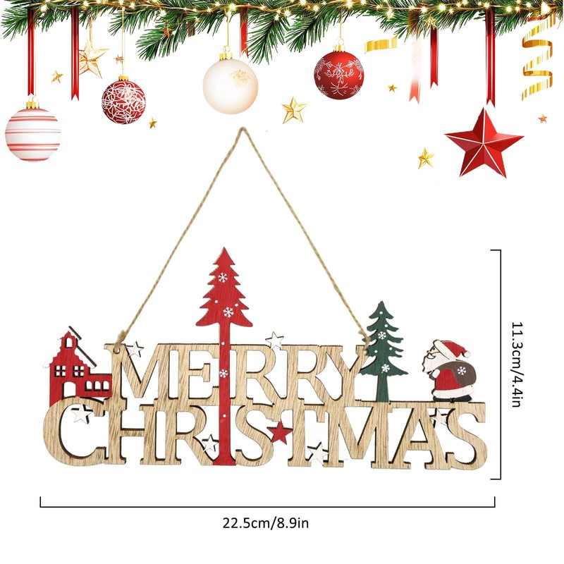 Merry Christmas Sign,Christmas Hanging Ornament,Christmas's Door Plaque Sign,Santa Tree Xmas