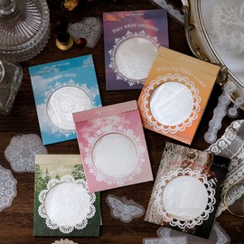 BENOSPACE 180 Pcs Transparent Lace Stickers,PET Vintage Decorative DIY Decals White Retro Aesthetic Journaling Crafts Supplies for Handmade Scrapbooking Planner Album Diary Photo Frames Notebook