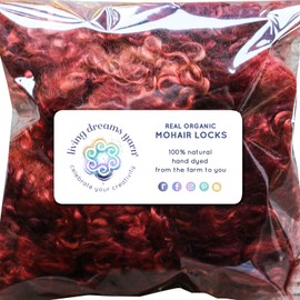 Real Mohair Locks. Organic Hand Dyed Wool Fiber for Doll Hair and Wigs, Felting, Blending, Spinning, Wallhangings and Embellishments. Henna, 1 Ounce (28g)