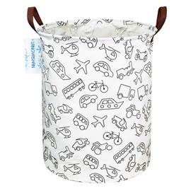 LANGYASHAN Laundry Basket Canvas Fabric Collapsible Organizer Basket for Storage Bin Toy Bins Gift Baskets Bedroom Clothes Children Nursery Hamper (Vehicle)