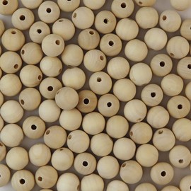 Aqueens 100pcs 18mm Wood Beads Unfinished Round Wooden Loose Beads Natural Wood Spacer Beads for Craft Making