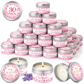 VISCOO 30 Pack Baby Shower Party Favors Candles Lavender Scented, Baby Shower Favors for Guests Prizes, Girl Boy Gender Reveal Party Gifts Decorations (1.2 Oz, Pink)