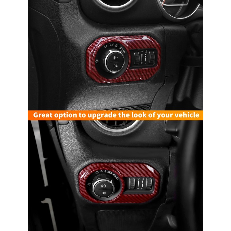 Savadicar Red Carbon Fiber Interior Accessories - Headlight Switch Trim