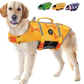 EMUST Dog Life Preserver, Dog Flotation Vest for Swimming, Beach Boating with High Buoyancy, Dogs Flotation Vest for Small/Medium/Large Dogs, M, OrangeBone