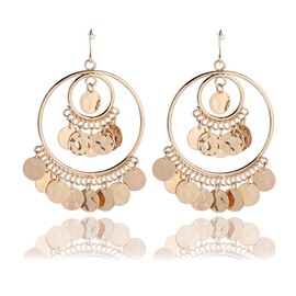 Bohemian Chandelier Earrings for Women Indian Gypsy Coin Hook Dangle Ear Jewelry (Style-C)