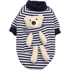 SUETER para perros pequeños y gatos, ropa cálida ideal para otoño, invierno y Navidad. Ajustable y de cuello alto para chihuahua, french, bichon, yorkey, bulldog, beagles. (AZUL-BLANCO, X-Small)