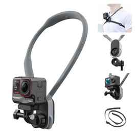POV Neck Mount for GoPro, Magnetic Necklace Holder with Fixing Chest Strap, Quick Release Hands Free Camera Mount for GoPro Hero 13 12 11 10 9 8 DJI Osmo Action 5 Pro 3 4 Insta360 X5 X4 X3 AKASO