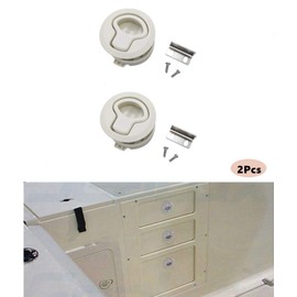 TuoP 2 Inch Slam Hatch Flush Pull Latch for Boat and RV, Marine Deck Cabin Hatch Flush Door Hardware, Plastic, White (Pack of 2)