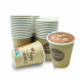CLEARFEE Premium Disposable Coffee Cups Paper Cups Disposable Cups 200 ml 0.2 L 8 oz Coffee to Go Lid (100 Cups)