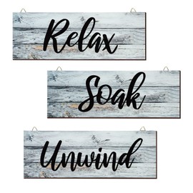 IMIKEYA 3pcs Farmhouse Bathroom Wall Decor Rustic Relax Soak Unwind Signs Rustic Bathroom Wall Art Vintage Wooden Home Decorations for Bathroom Laundry Room