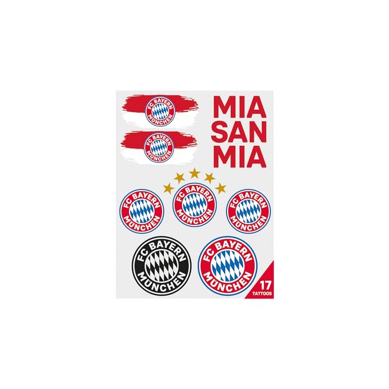 FC Bayern München Tattoo Set - 2 Sheets with 17
