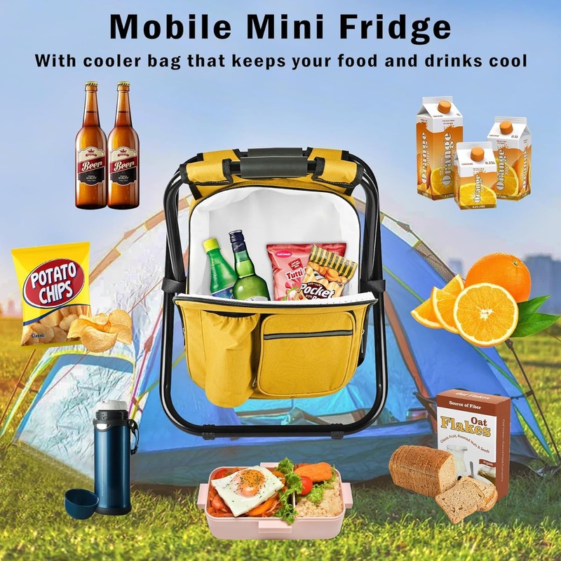 Kikerike Backpack Stool Cooler Chair Heavy Duty 300 LBS Max