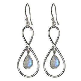 I-be, 397924/8/S Rainbow Moonstone Gemstone Drop Earrings Faceted 925 Silver Length 5.8 cm in Gift Box, Paper, Moonstone