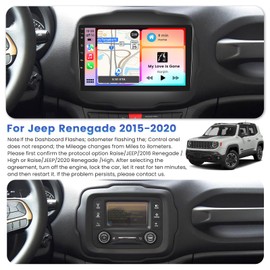Inefala [2G+64G] Android 15 Car Stereo for Jeep Renegade 2015-2020 with Wireless Carplay Android Auto, 9 Inch HD Touch Screen with GPS WiFi Bluetooth FM/RDS Radio EQ SWC 26UI Backup Camera MIC
