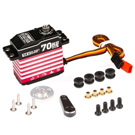 GOTECK 70KG Brushless Digital Servo,High Voltage 14V Full Metal Gear Waterproof Steering Servo with 25T Servo Horn for 1/8 1/10 Scale RC Cars,RC Crawler,Trucks,Boat,Robot Parts (A70BHV-180°)