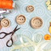 FEPITO Handmade"with Love" Wooden Button for Sewing Craft Decorations 15mm