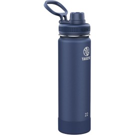 Takeya Actives - Botella de agua con tapa de boquilla, botella con doble aislamiento de acero inoxidable, apta para lavaplatos y sin BPA, botella con tapa de boquilla y parachoques extraíble, 22 onzas