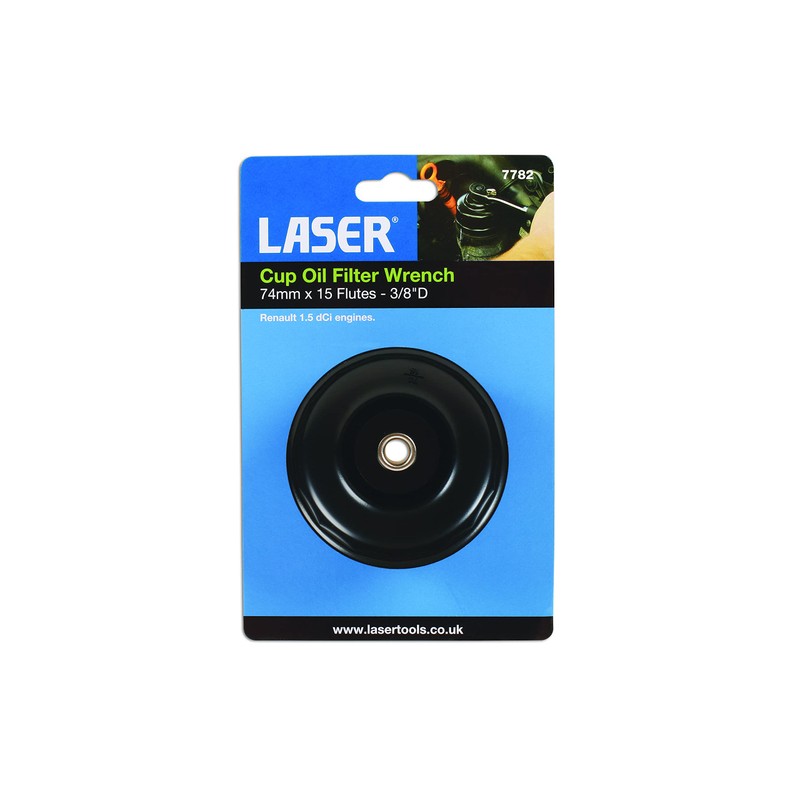 Laser 7782 Oil Filter Wrench 3/8"D - 74mm x 15