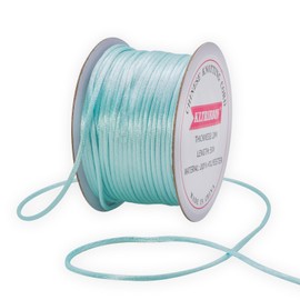 KLTRIBBON 2mm Lt Blue Satin Rattail Cord String for Jewelry Making Bracelet Necklaces Beading Thread Macrame Kumihimo Chinese Knot Craft 50meters