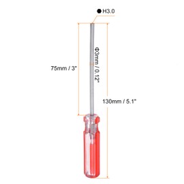 sourcing map Magnetic Hex Screwdriver 75mm Length H3.0 Carbon Steel Hexagonal Head Screw Driver with Non-Slip Handle for Appliances Repair Improvement, Red