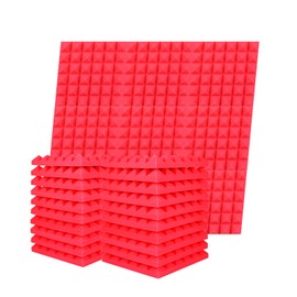 Soundproof Acoustic Foam Panel 12 Pieces Set 2 X 12 X 12 inches, Acoustic Panels Fire-Proofed Acoustic Foam for Recording Studio Acoustical Treatments (Red)