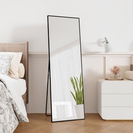 LFT HUIMEI2Y Full Length Mirror 71"x32" Standing Hanging or Leaning Against Wall Floor Mirrors Wall-Mounted Full Body Dressing Mirror with Aluminum Alloy Frame for Living Room, Bedroom Black