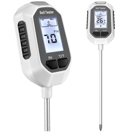 YAMRON Plant Humidity Meter 4 in 1 Digital Soil pH Tester Moisture pH Temperature Sun LCD Display with Backlight for Gardens Farms Plants
