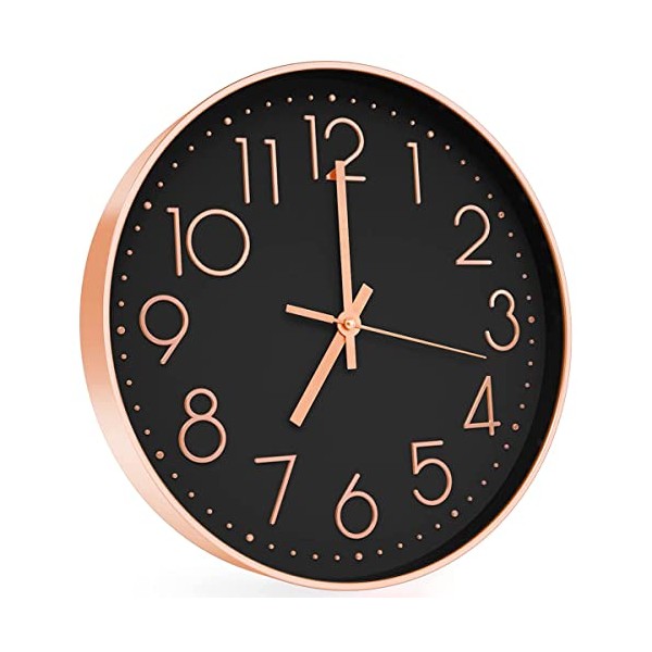 12" Wall Clock Silent & Large Wall Clocks for Living