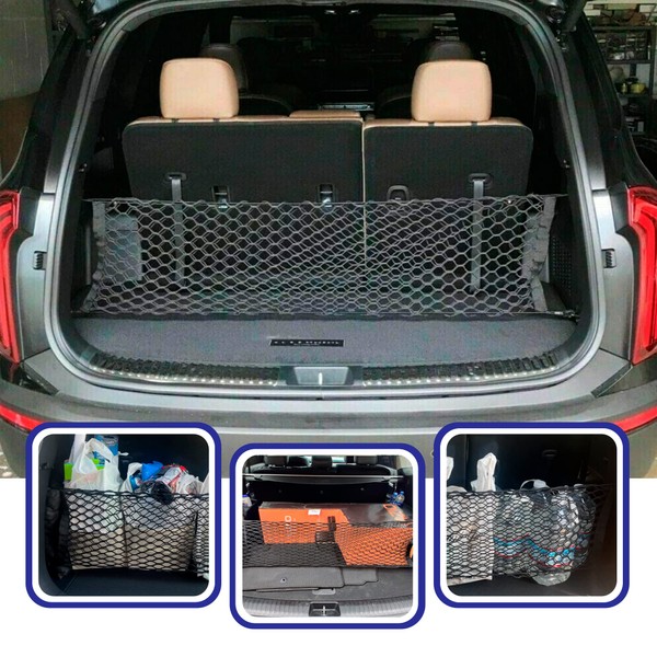 Envelope Style Automotive Elastic Trunk Mesh Cargo Net for KIA Telluride 2020-2023 - Premium Organizers and Storage Luggage SUV Best Car Organizer